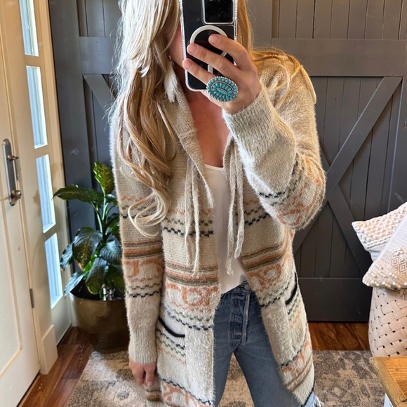 New Cozy Oversized Hooded Pocketed Long Cardigan Sweater Coat Western - Picture 2 of 7